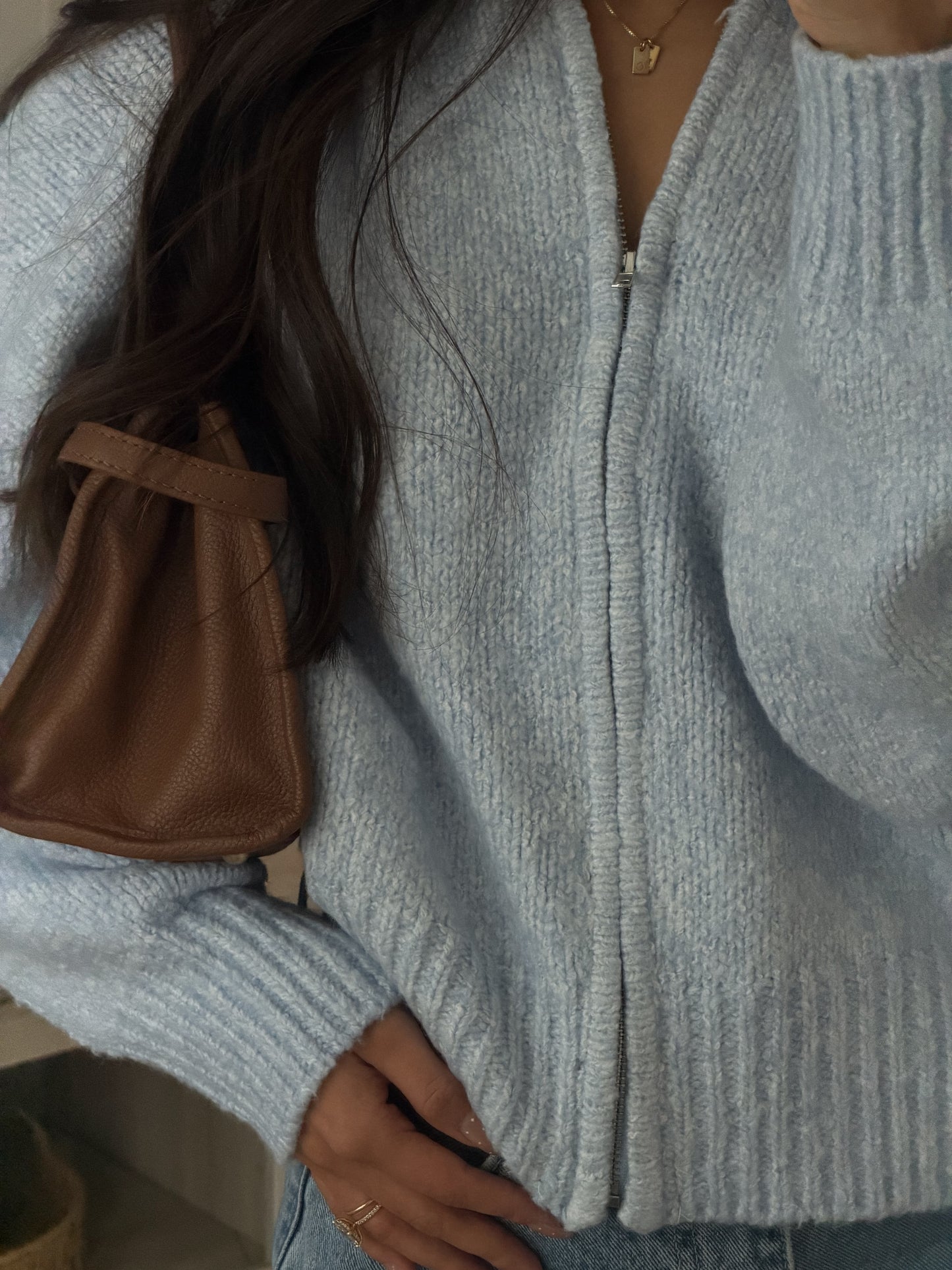 Rome Zip Sweater (Baby blue)