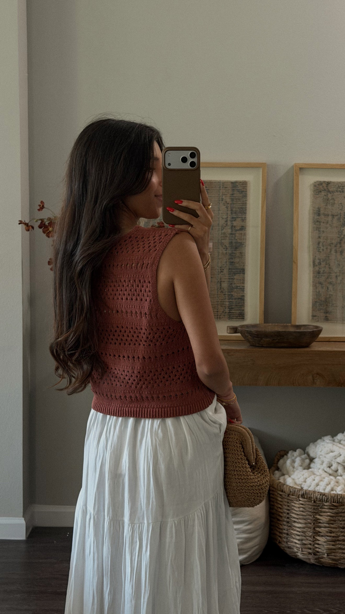 Kassi Crochet Vest (Rust)