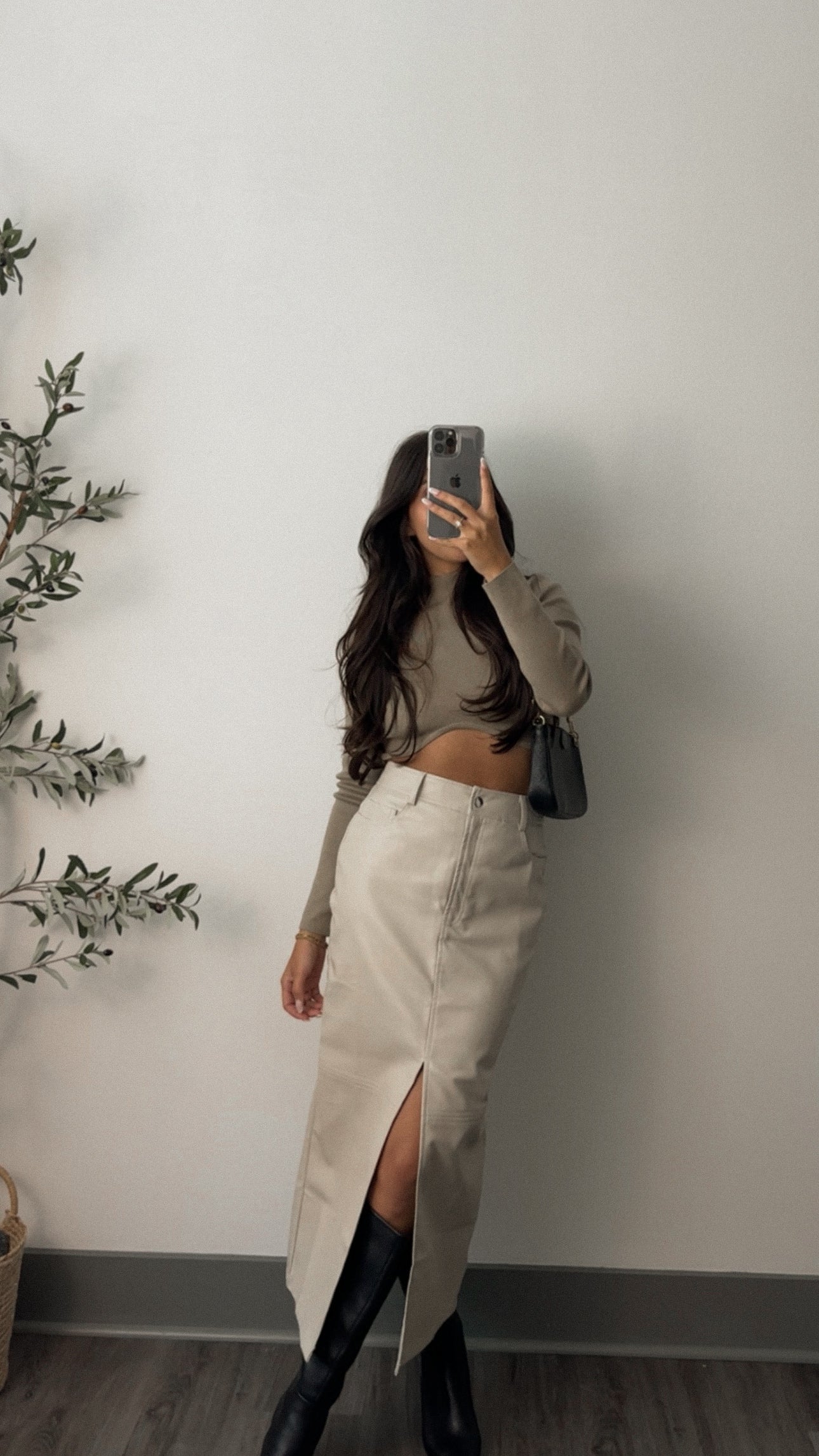 Harper leather skirt (cream)