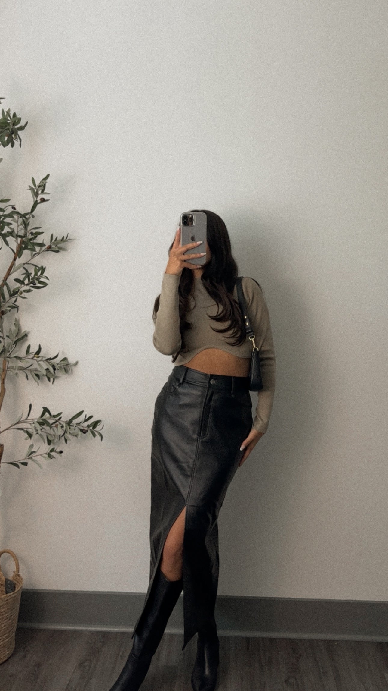 Harper leather skirt (black)