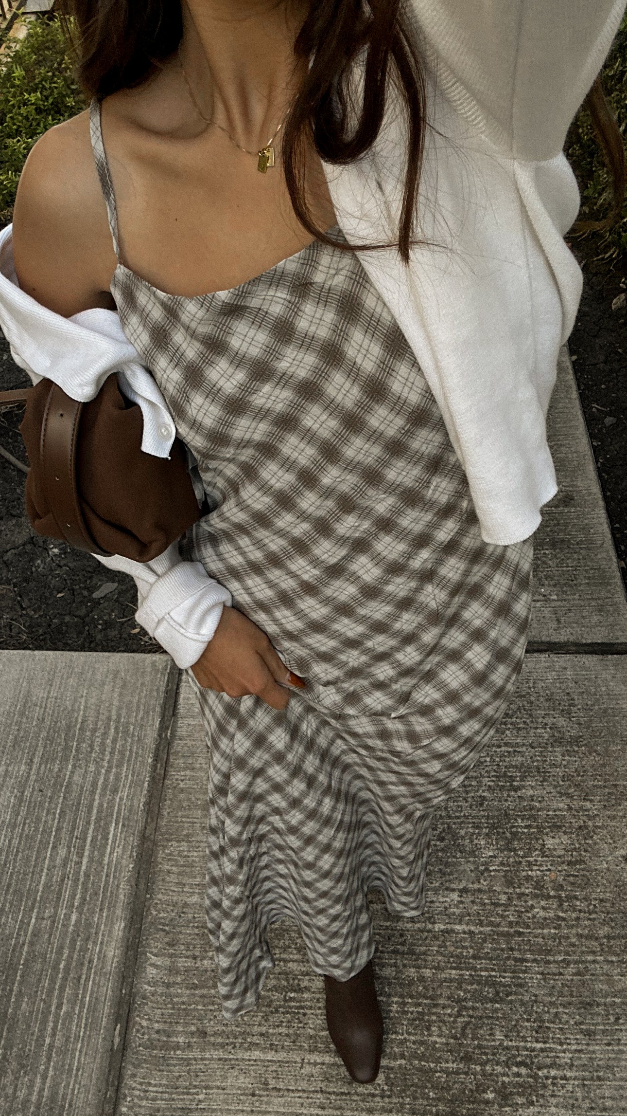 Duff Dress (Cream & Brown)