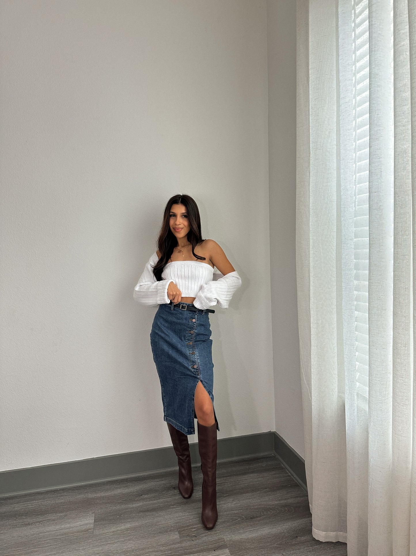 Rose Denim Skirt