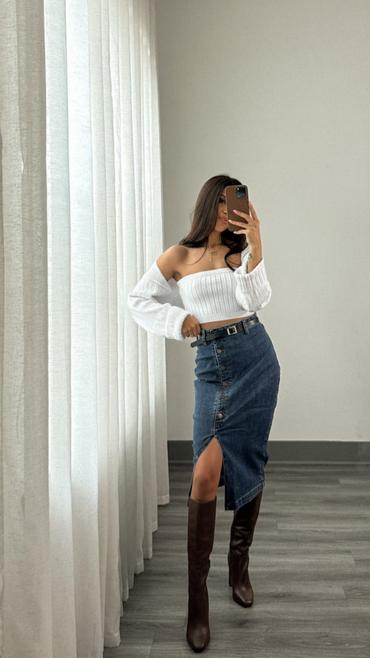 Rose Denim Skirt