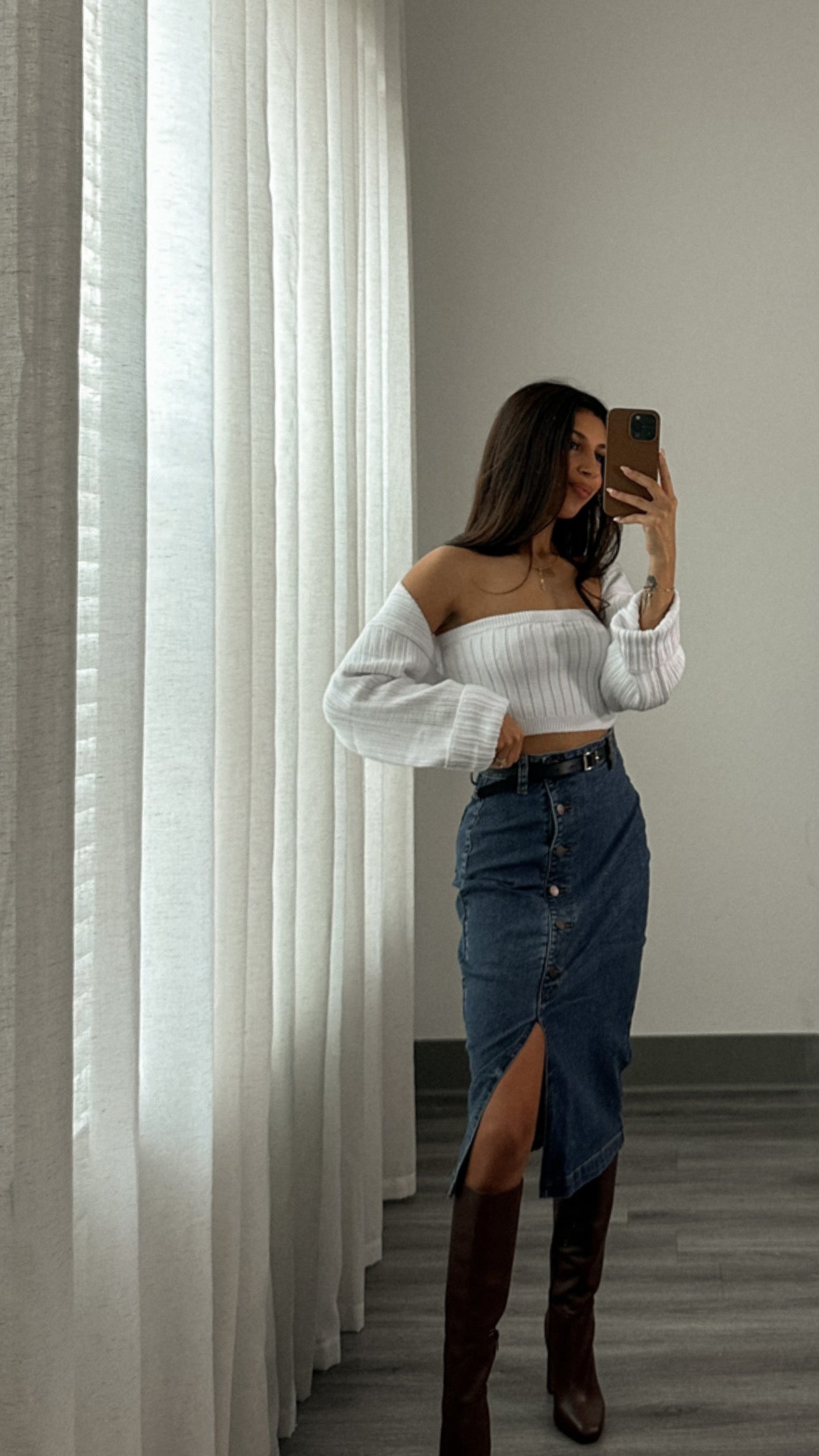 Rose Denim Skirt