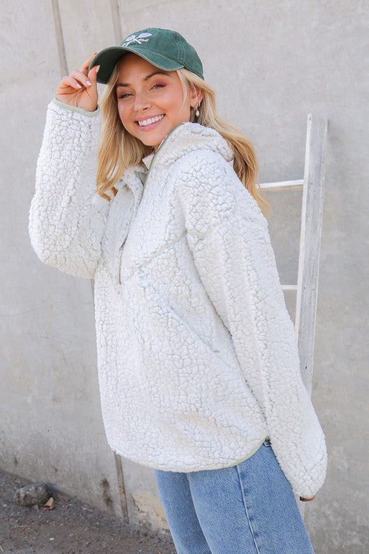 Evergreen Sherpa Pullover-FINAL SALE