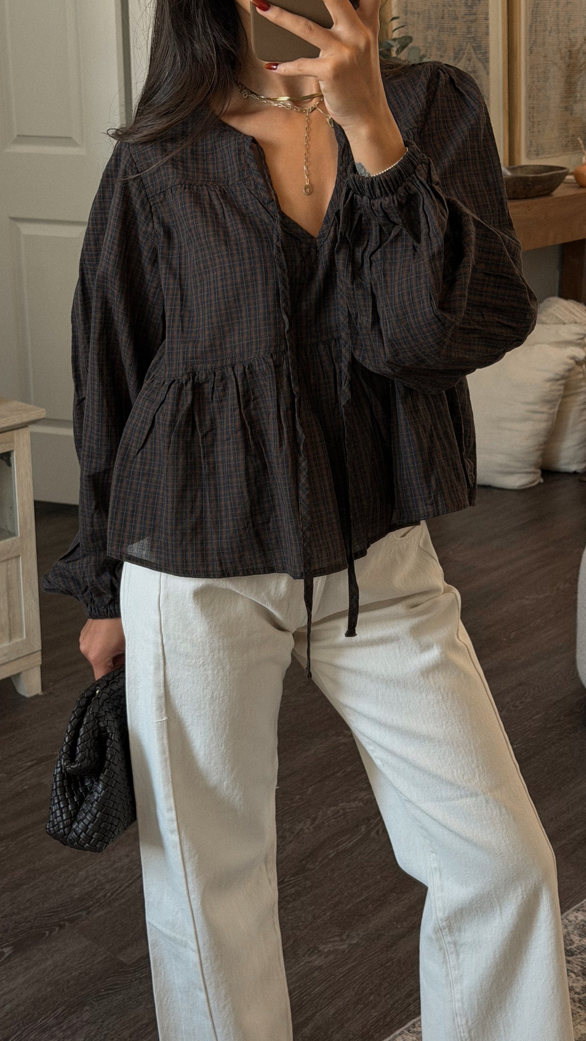 Sylvie Top (Brown and Navy)