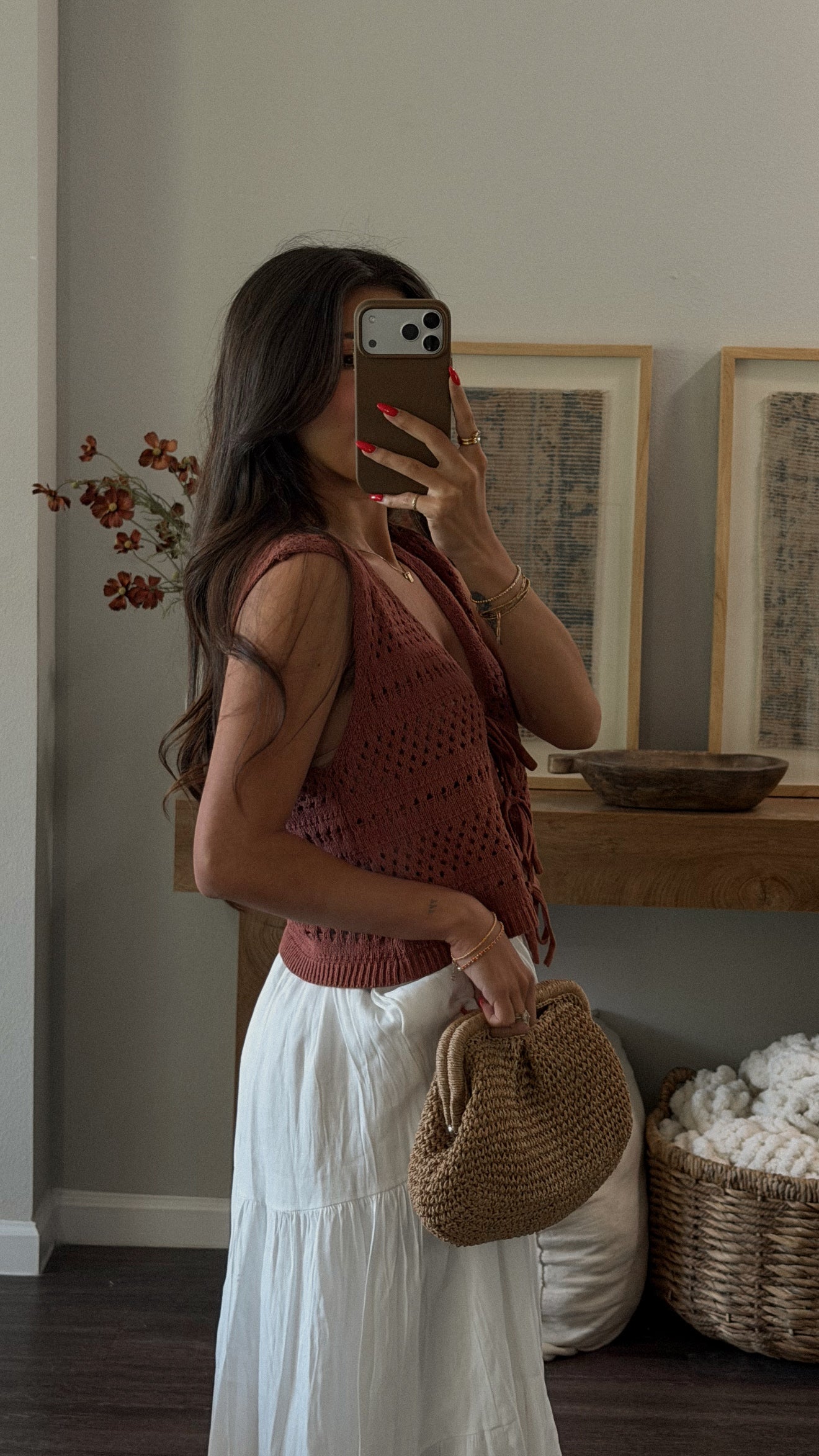 Kassi Crochet Vest (Rust)