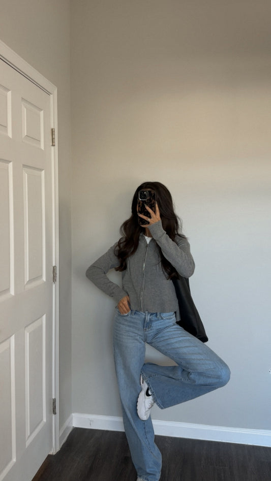 Salem Knit Zip Up (Grey)