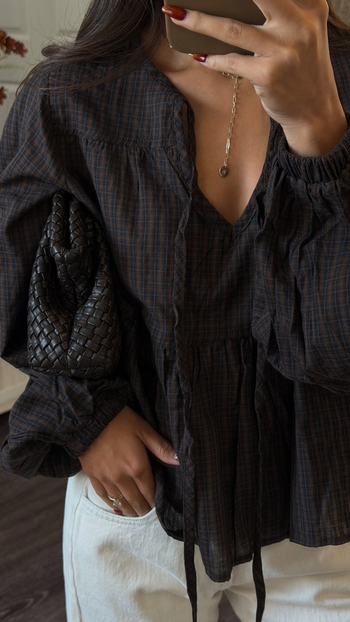 Sylvie Top (Brown and Navy)