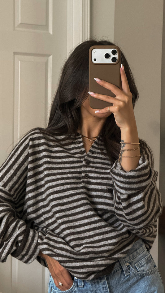 Collin Sweater (Brown Striped) *SHIPS BY 9/7*