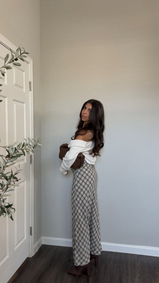 Duff Dress (Cream & Brown)