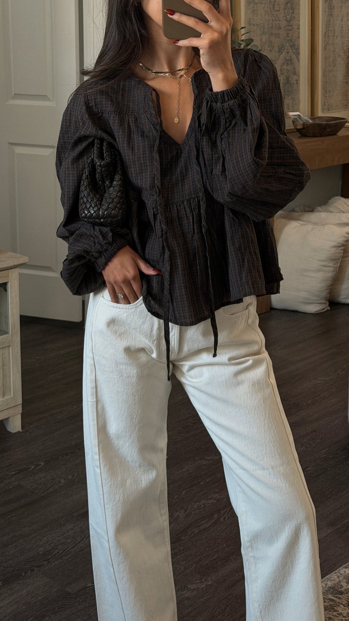 Sylvie Top (Brown and Navy)