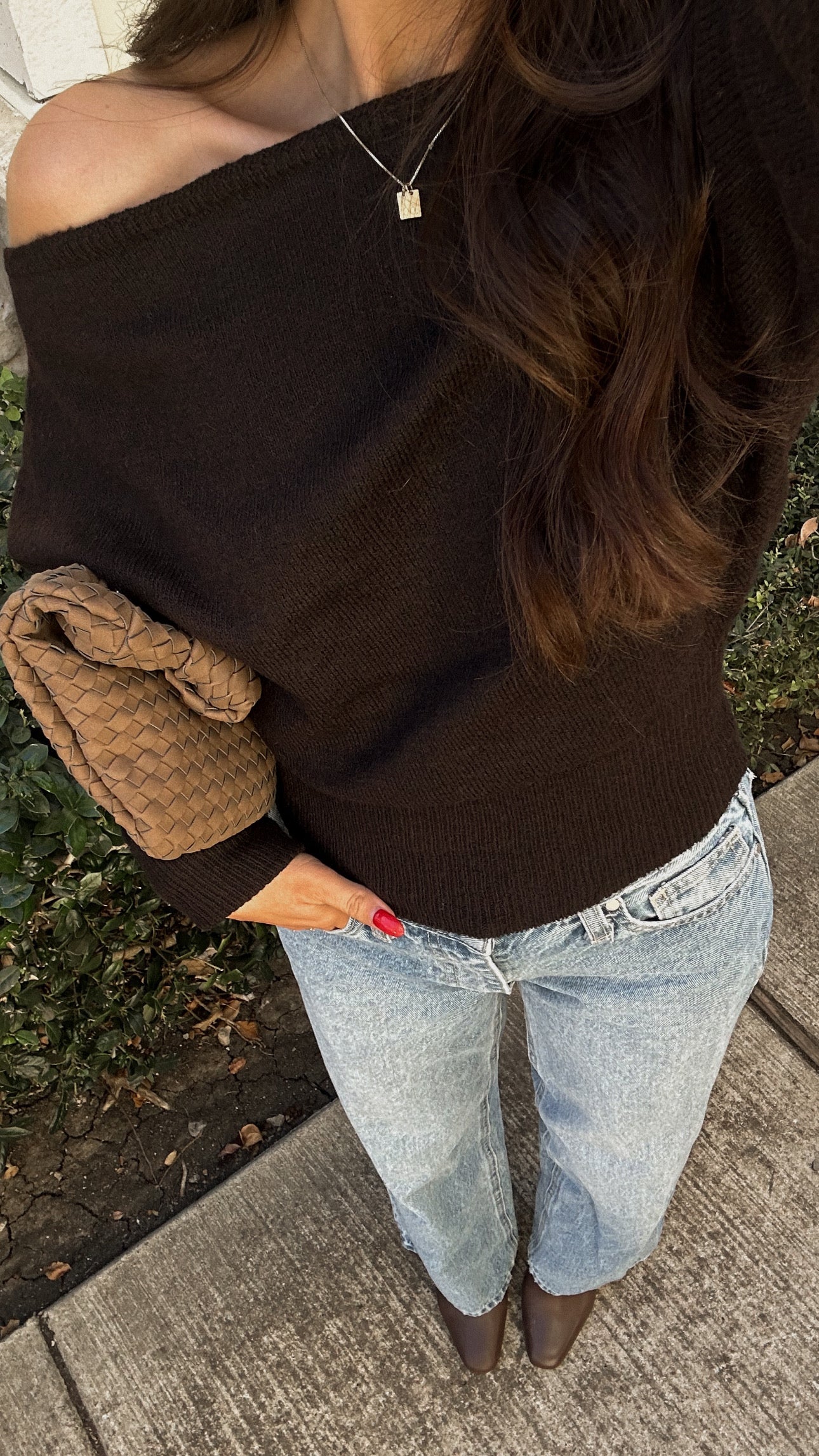 Hazel Off the shoulder top (DARK BROWN)