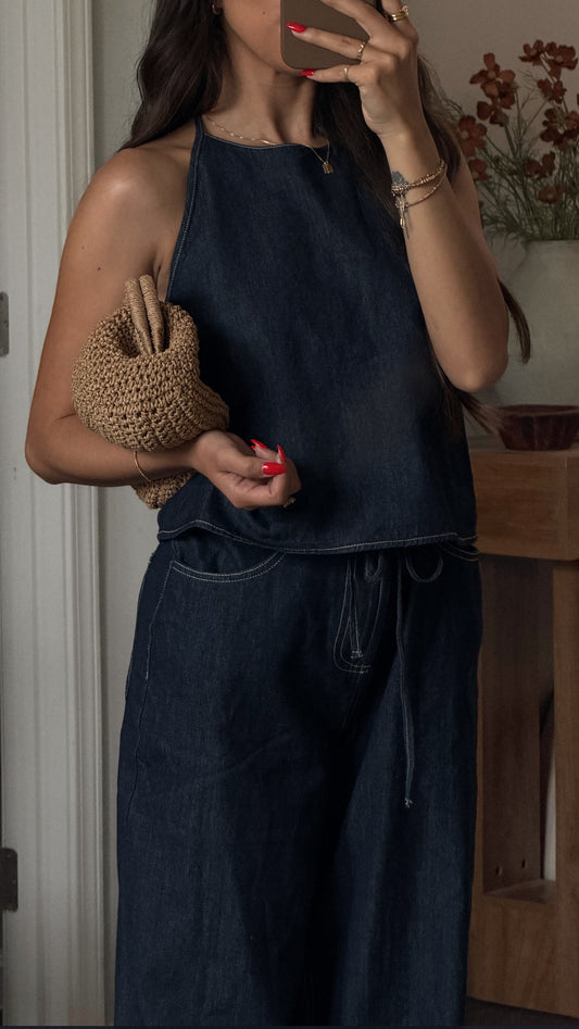 Jane Denim Halter Top