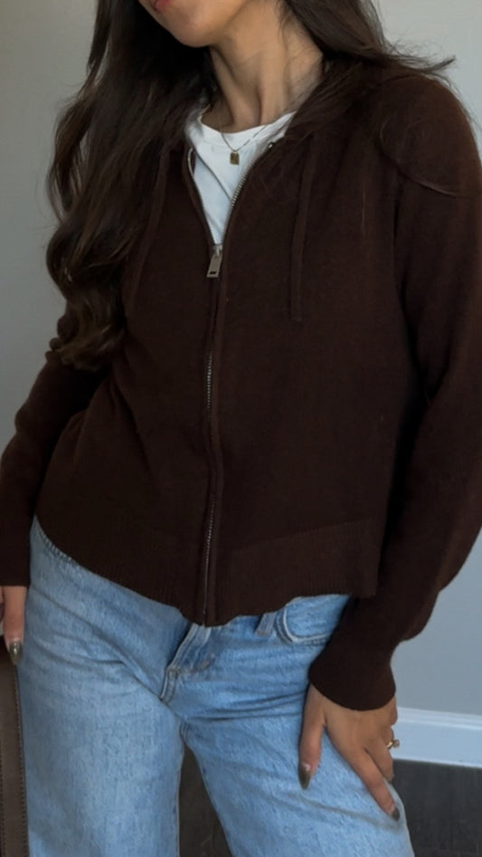 Salem Knit Zip Up (Brown)