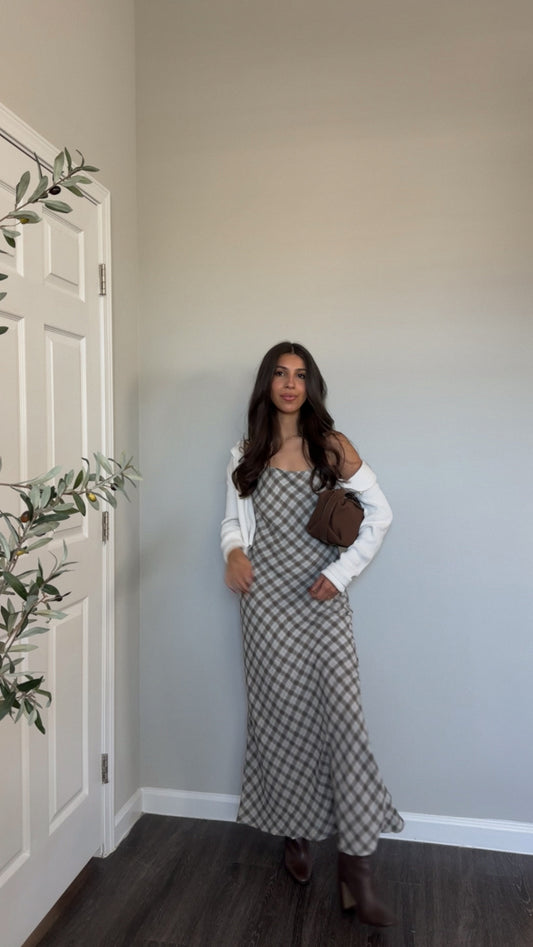 Duff Dress (Cream & Brown)