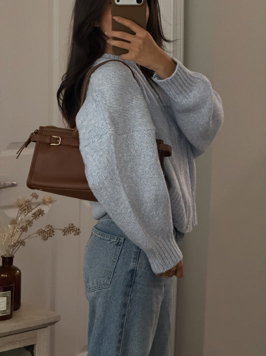 Rome Zip Sweater (Baby blue)