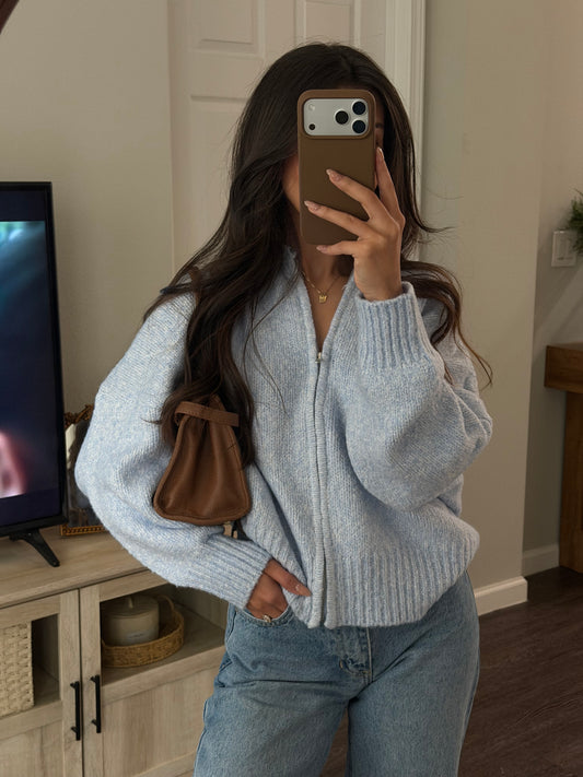 Rome Zip Sweater (Baby blue)