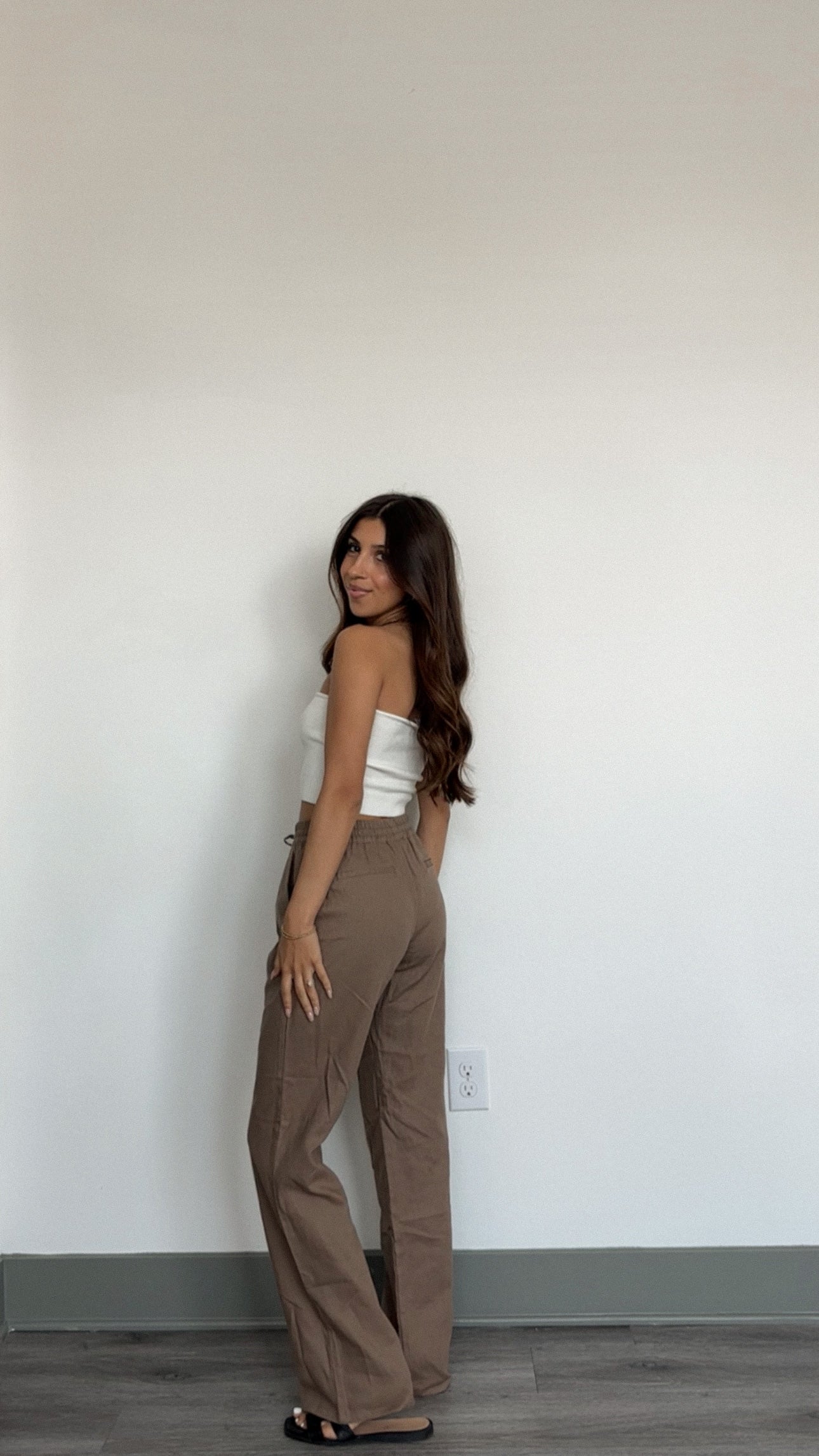 Mina Linen pants (Mocha)- FINAL SALE