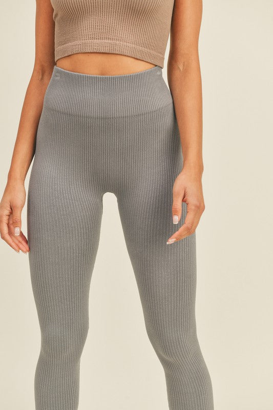 Ribbed Leggings in Grey